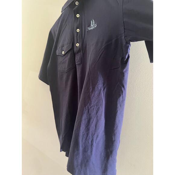 Vintage IZOD 100% Cottton Polo Shirt Heritage Club SC Navy Blue Size Medium JL - Picture 4 of 7